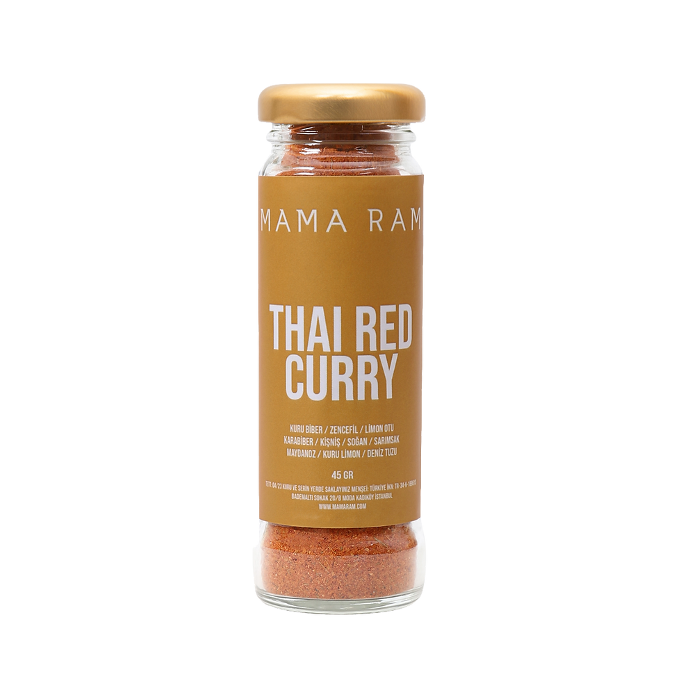 Mama Ram Thai Red Curry baharatı, 50 g cam kavanozda Tay kırmızı körisinden ilham alan baharat karışımı