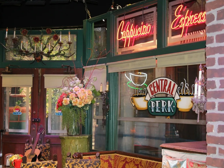 The interior of a coffee shop.