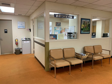 A hospital waiting room.