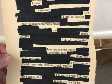 A page of blackout poetry.