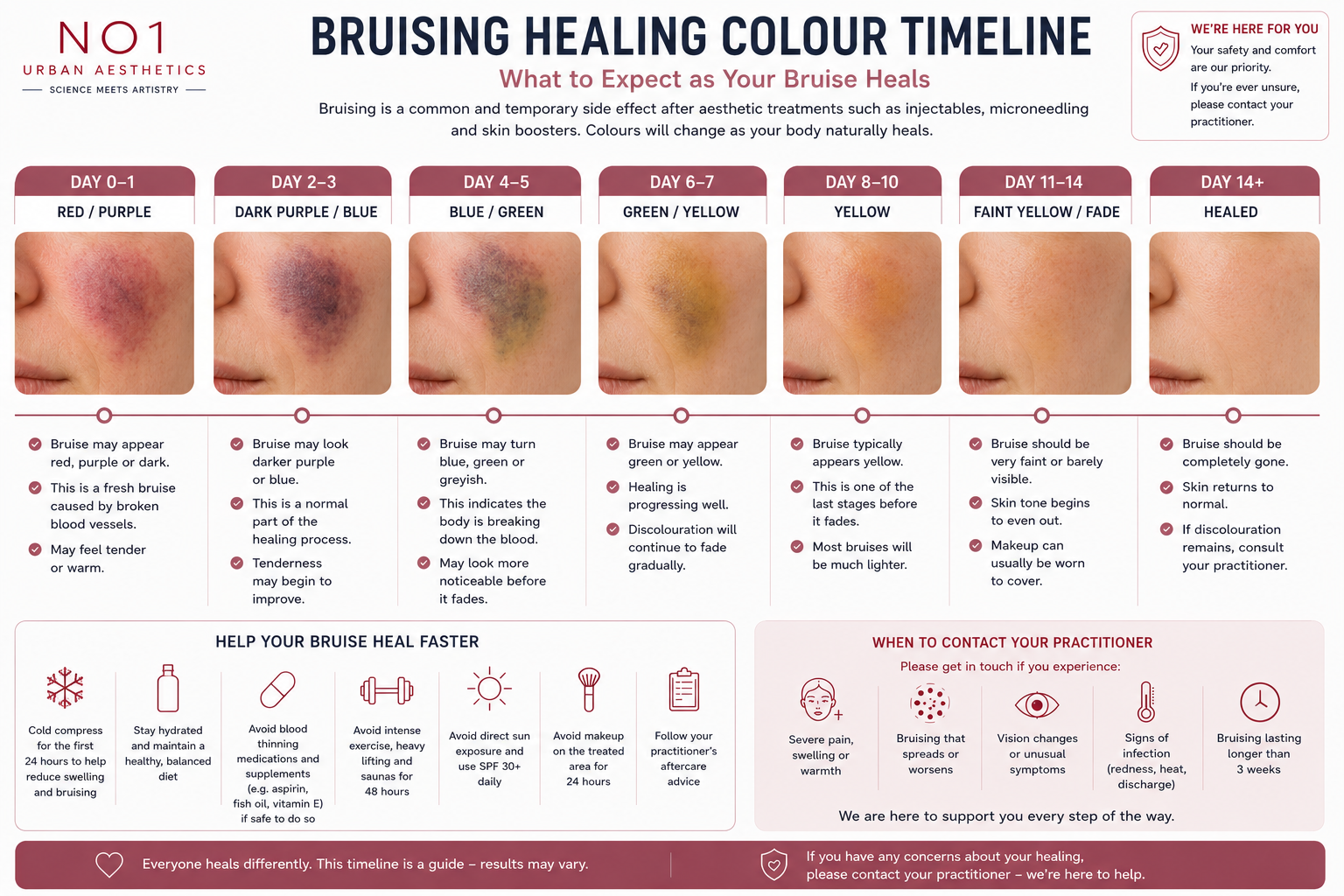 Bruising Healing Colour Timeline — Patient Poster