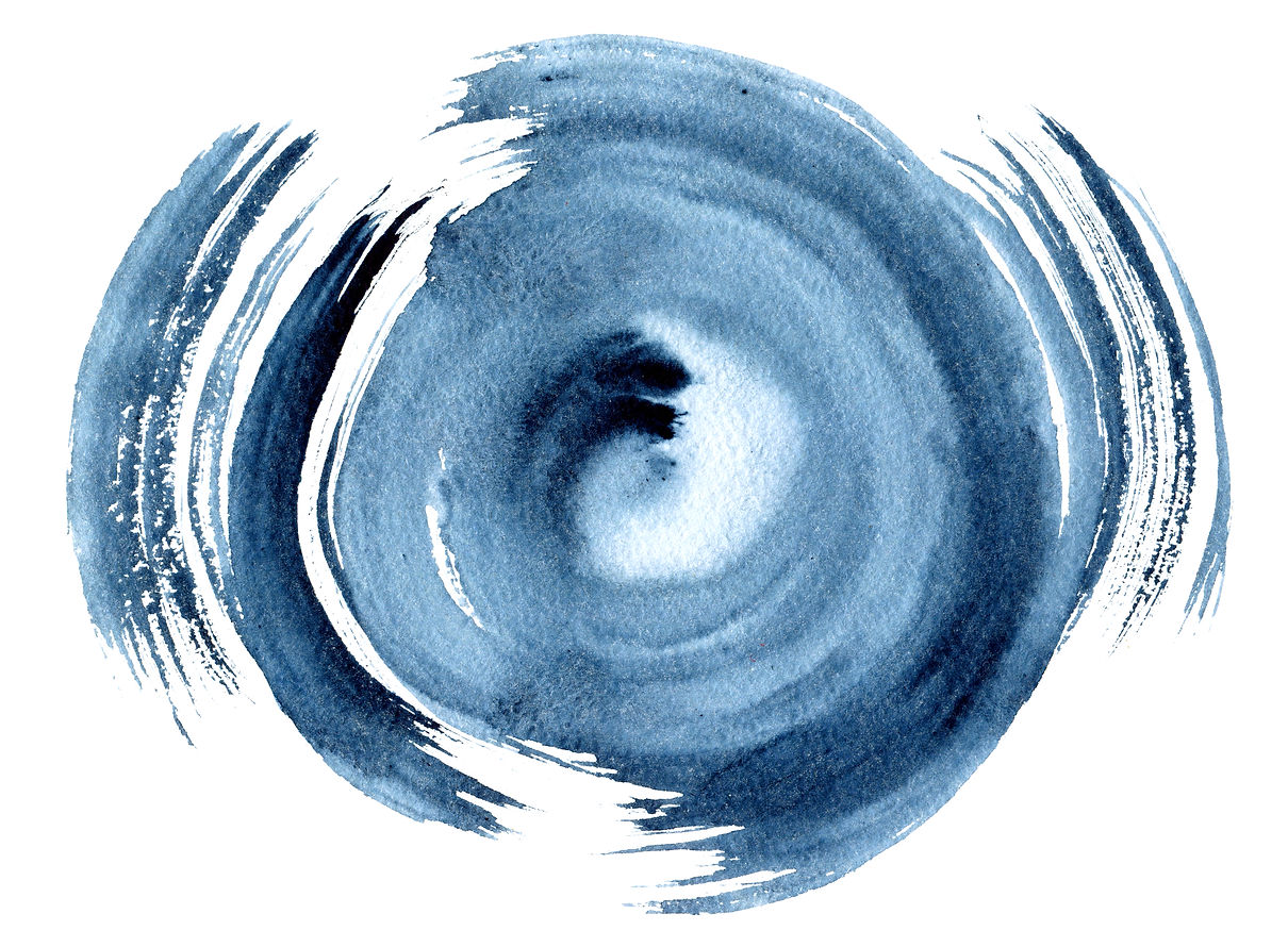 Circle grunge doodle. Blue brush stroke