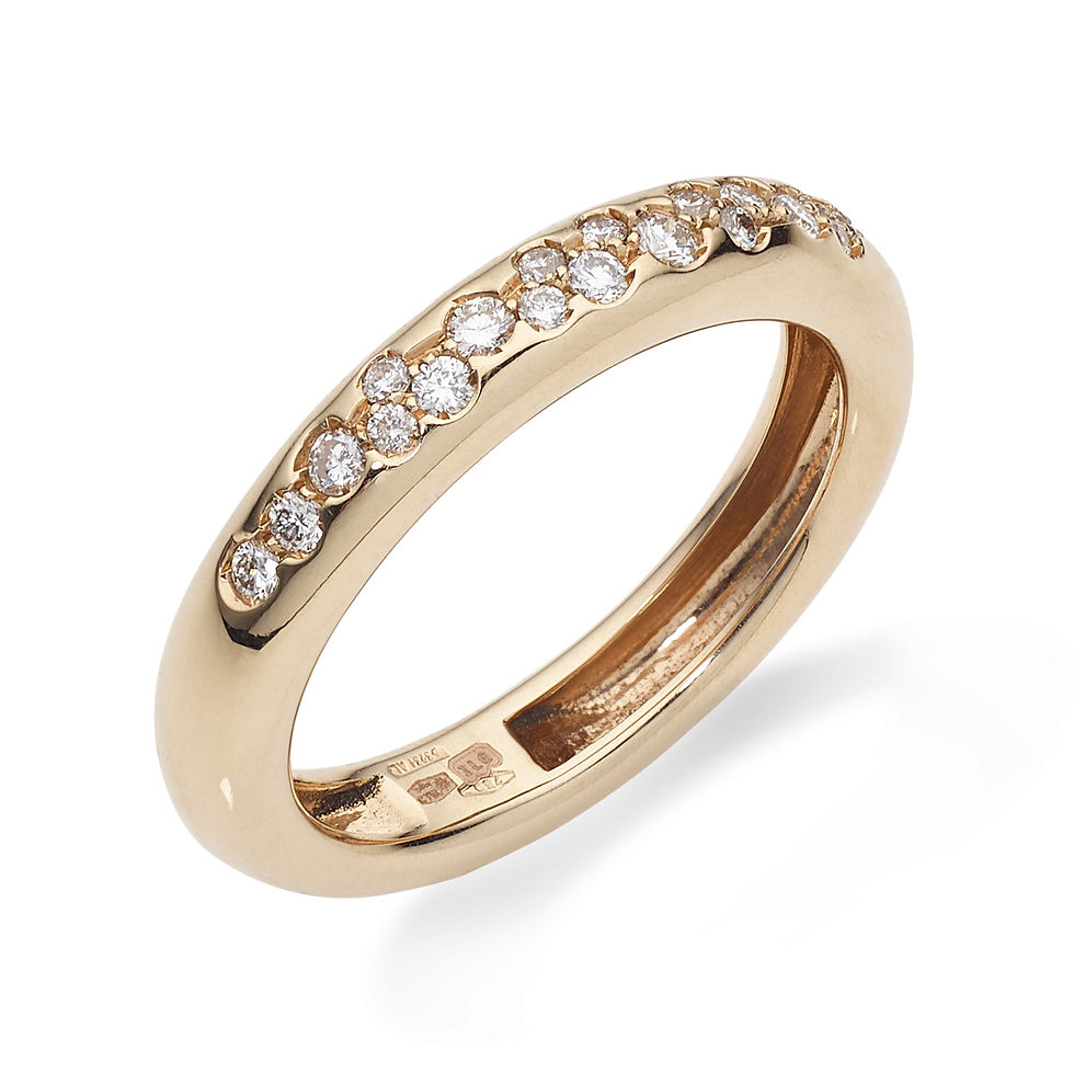 Thumbnail: Modern rozéarany karikagyűrű gyémántokkal-Modern pink gold wedding band with diamonds