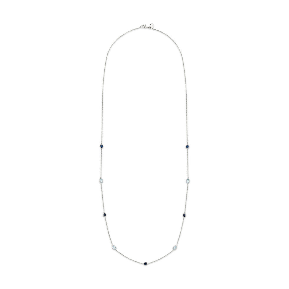 Indexkép: Garavelli 18kt-os fehérarany nyaklánc kék zafírral és kék topázzal-White gold long necklace with blue sapphire and blue topaz