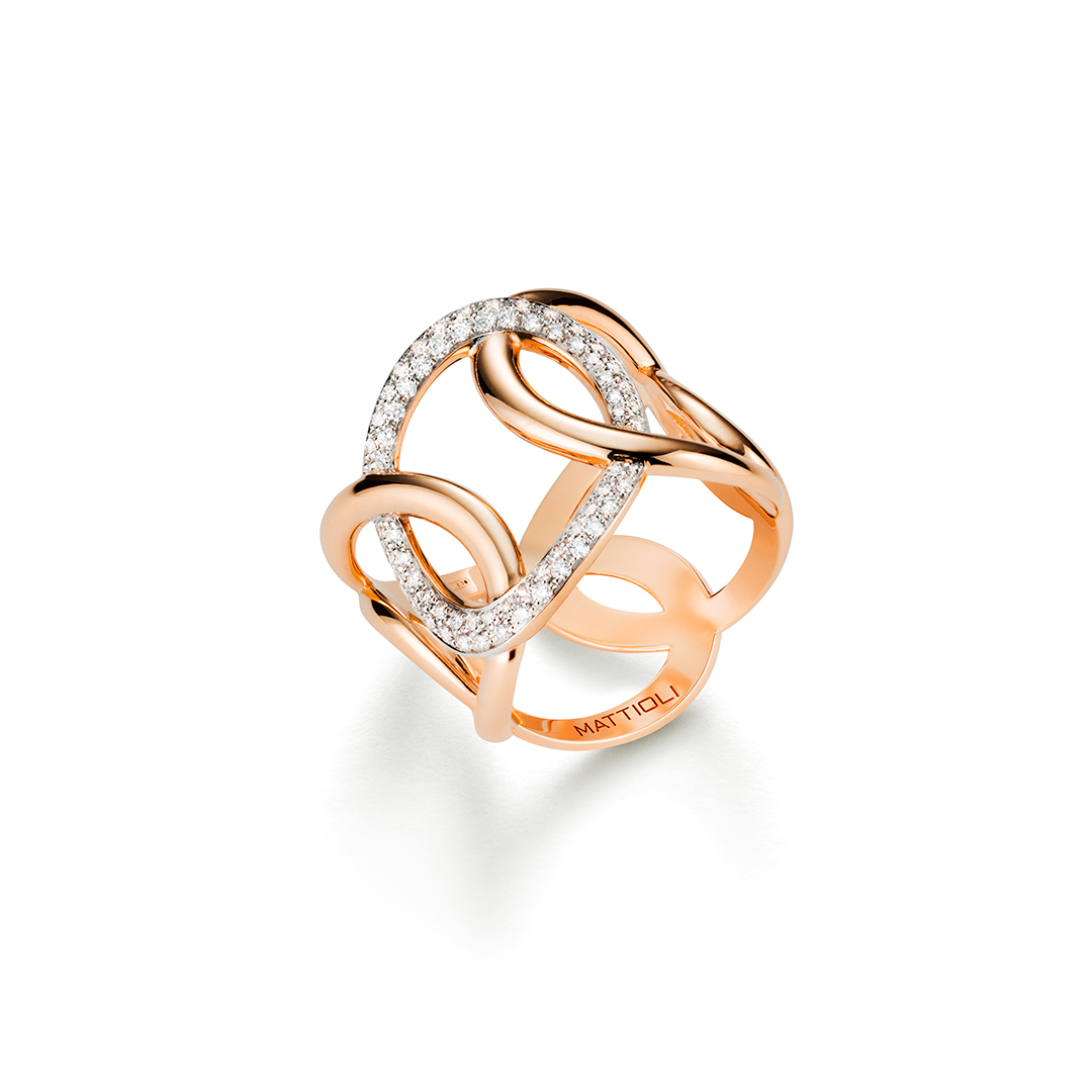 Mattioli rózsaarany dizájn gyűrű fehér gyémántokkal-Mattioli rose gold design ring with white diamonds
