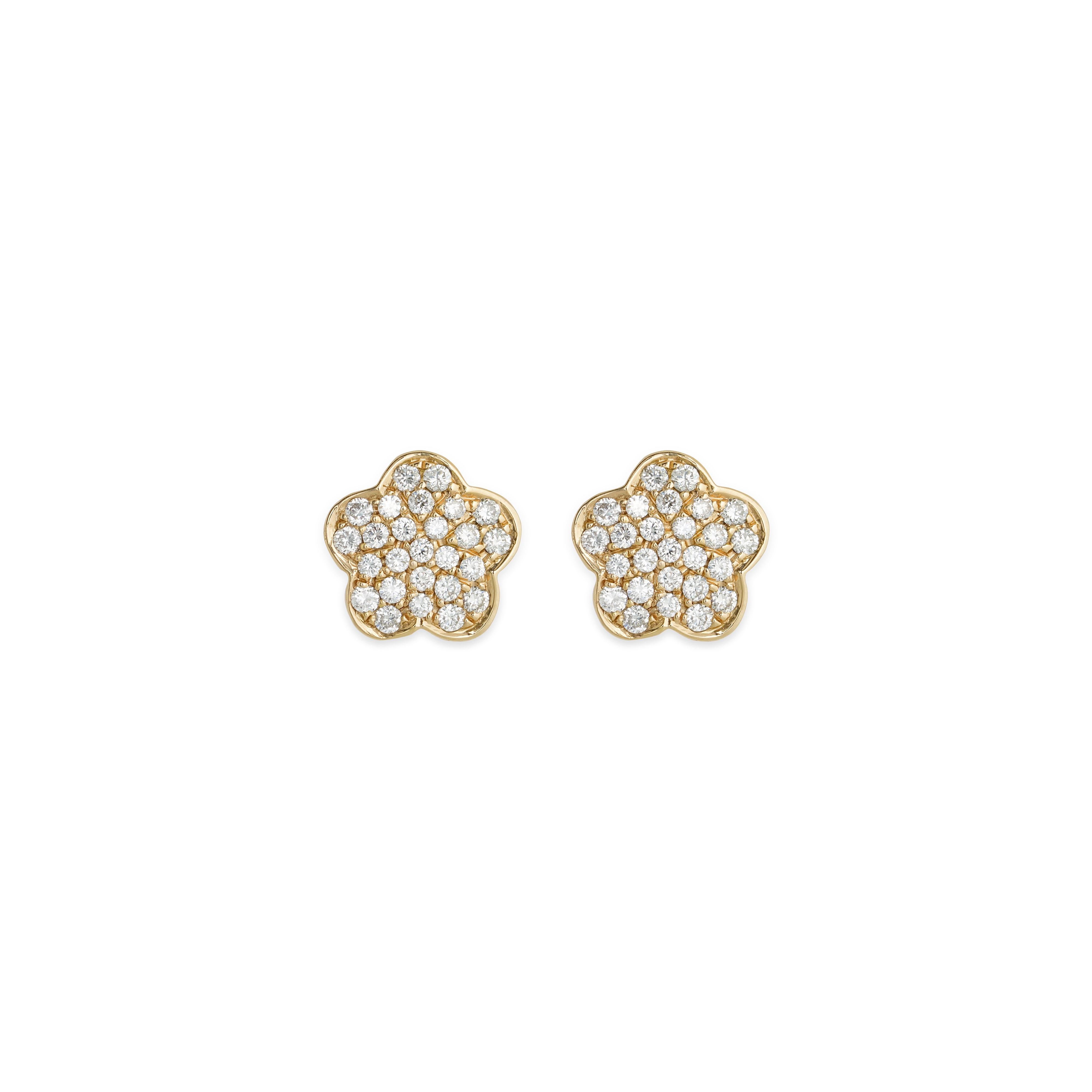 Piero Milano 18kt rózsaarany stekkeres virág pavé gyémánt fülbevaló/rose gold pavé diamond earrings with pavé flower shape