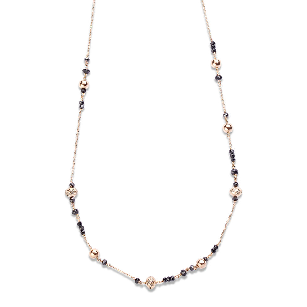 Cervera 18kt rózsaarany lánc fekete spinell és gyémánt díszítéssel/Cervera rose gold chain with black spinel and diamonds