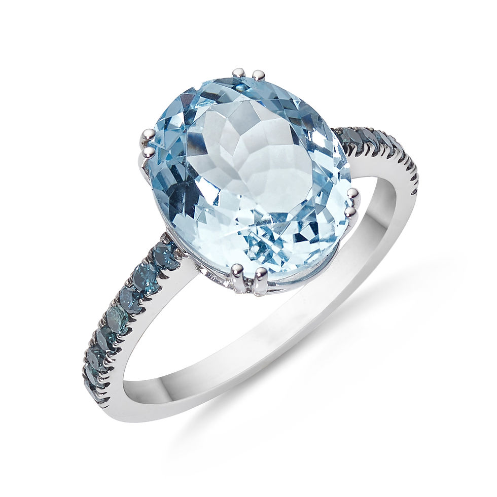 Indexkép: Garavelli 18KT fehérarany akvamarin gyűrű kék gyémántokkal-Garavelli 18KT white gold aquamarine ring with blue diamonds