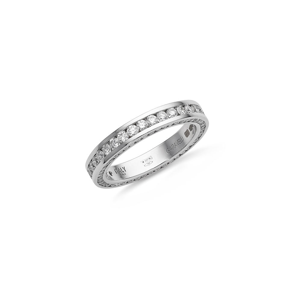 Garavelli fehérarany gyűrű körben gyémánttal-White gold exclusive wedding ring with diamonds on each side