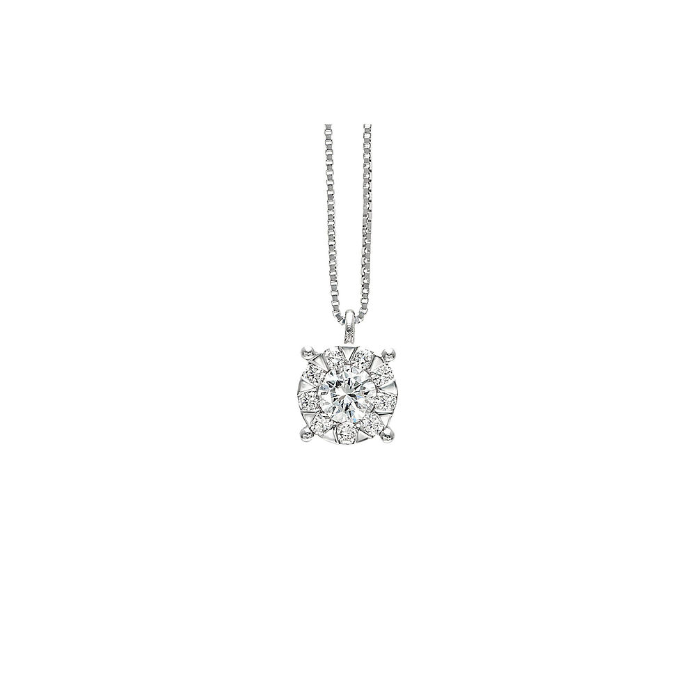 Piero Milano "láthatatlan" foglalatú többköves gyémánt medál fehérarany láncon/"invisible"diamond pendant on white gold chain