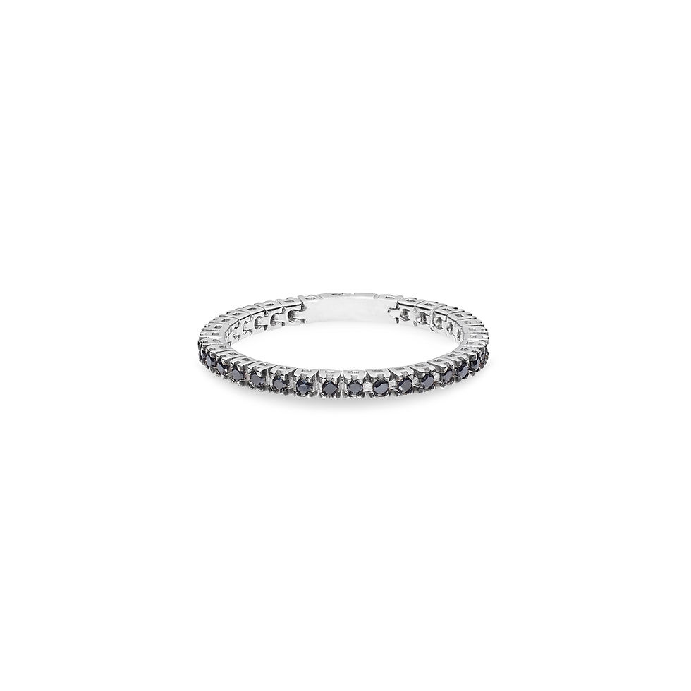 Fehérarany „eternity” körben fekete gyémántos flexibilis gyűrű-White gold "eternity" circle with black diamond flexible ring