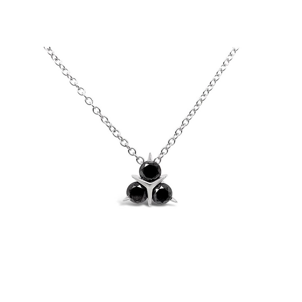 Garavelli fehérarany Mercedes nyaklánc 3 db fekete gyémánttal/Garavelli white gold Mercedes necklace with 3 black diamonds