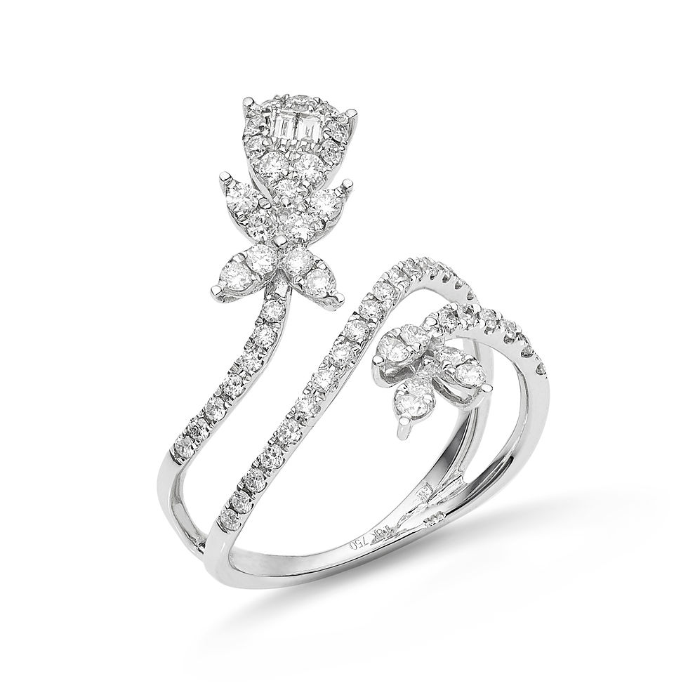 Indexkép: Fehérarany és gyémánt „viráginda” fazonú fantázia gyűrű-Fantasy ring in white gold and diamond "flower band" style