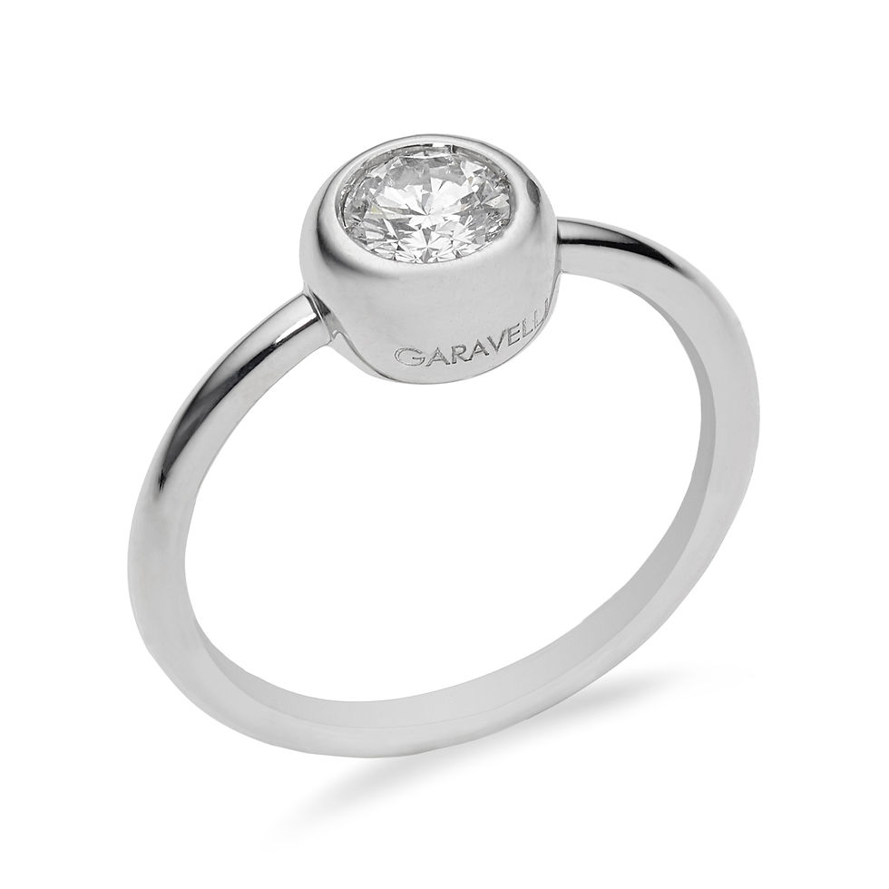 Thumbnail: Garavelli fehérarany gyűrű briliáns csiszolású gyémánttal, zárt foglalattal-white gold ring with brilliant cut diamond