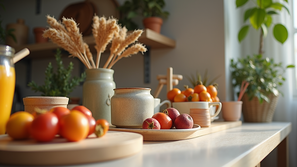 Eye-level view of a colorful display of home essentials