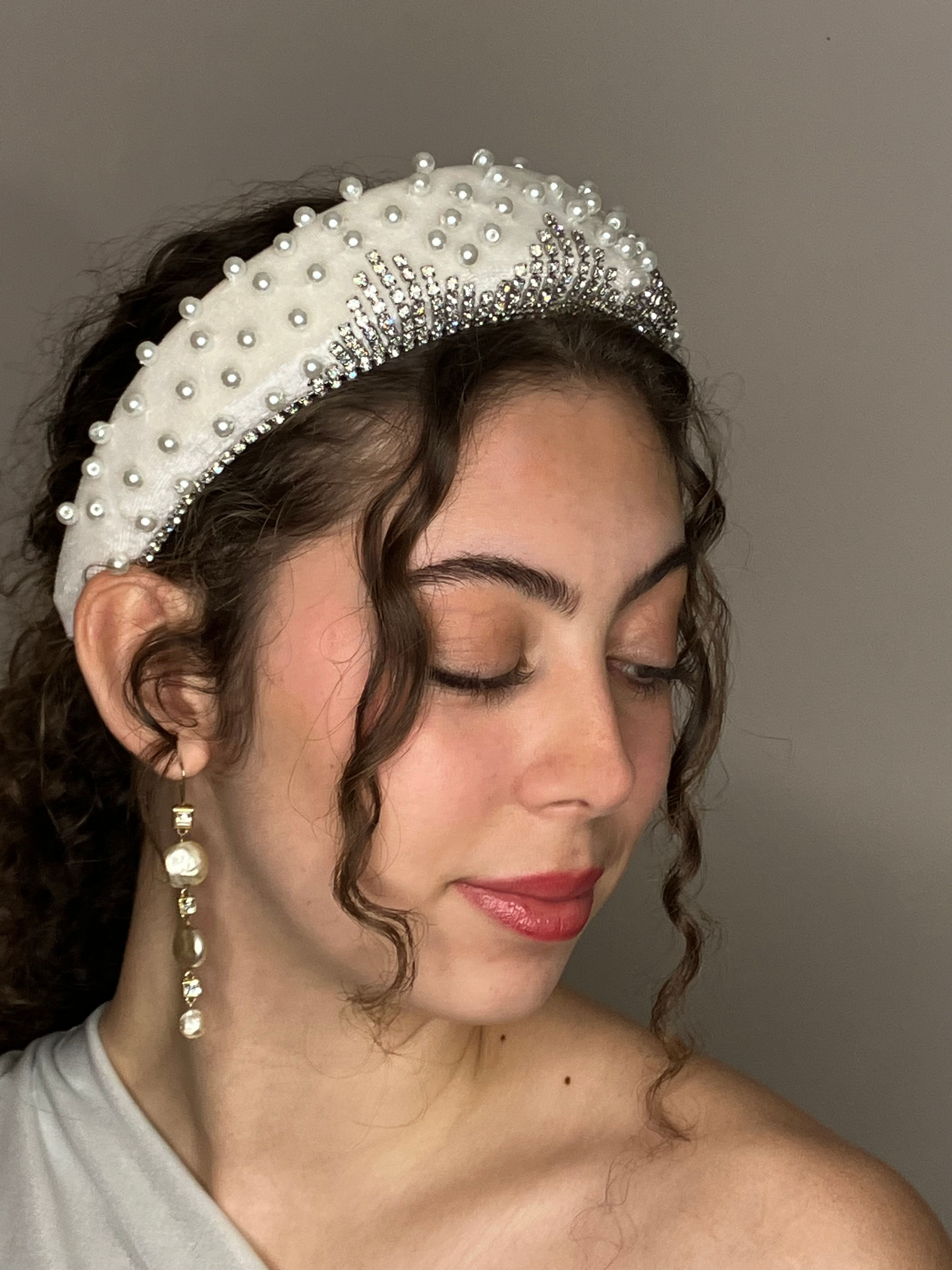 pearl and rhinestone padded head band