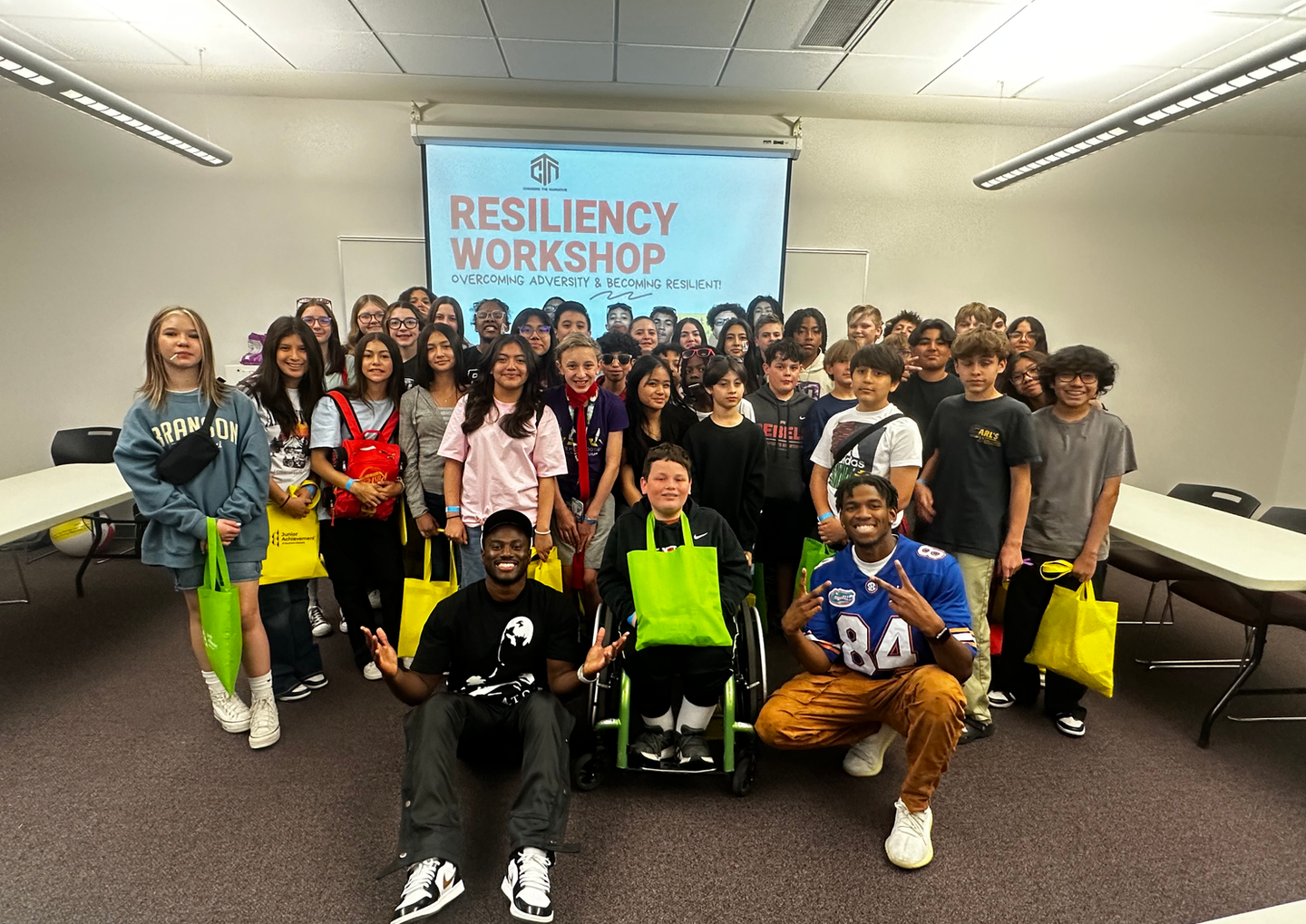 Photo of Smiling Participants:
"A group of smiling participants at the end of a successful Mindset Matters workshop, showcasing the positive impact of the program on their confidence and outlook."