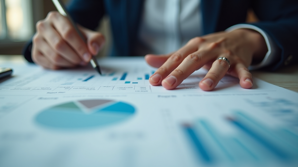 Close-up view of a financial analyst working on a three-statement model