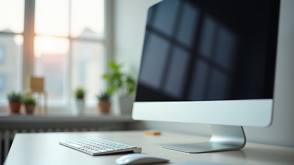 Eye-level view of a computer monitor on a desk with a clean background