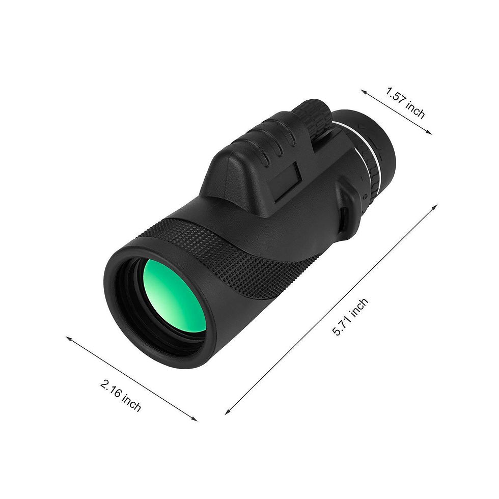Monocular with green lens and dimensions