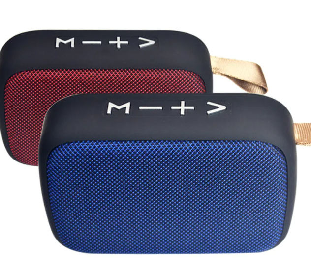 Thumbnail: Two portable Bluetooth speakers, red and blue