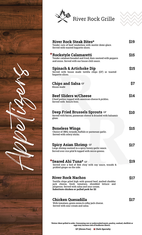River Rock Grille Menu Holly MI