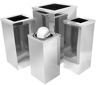 Miniatura: Lixeira inox quadrada com tampa flip top - 50 litros