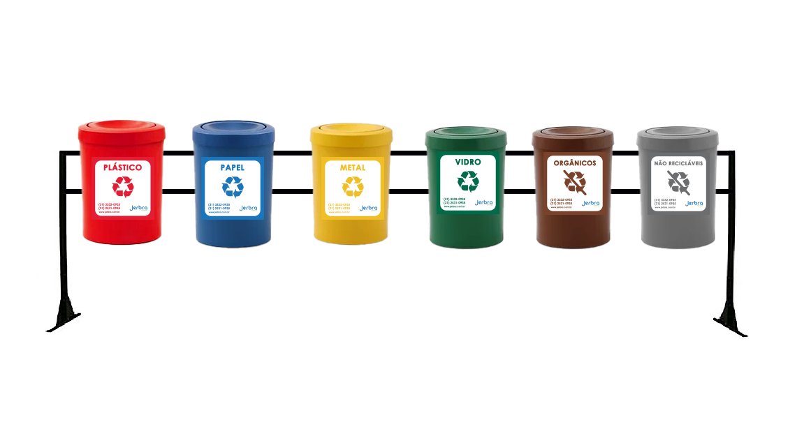 Conjunto com cestos seletivos H30 c/tampa flip top - 15 litros