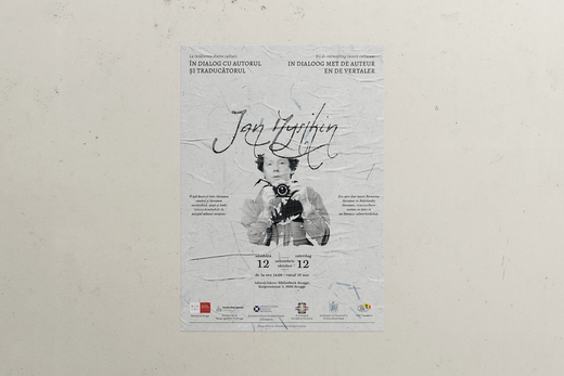 This poster is a visual announcement to the inspiring meeting moment with the writer, poet and translator Jan H. Mysjkin.