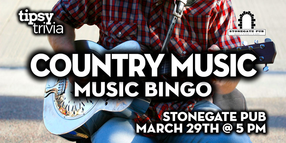 Calgary: Stonegate Pub - Country Mix Music Bingo - Mar 29, 5pm