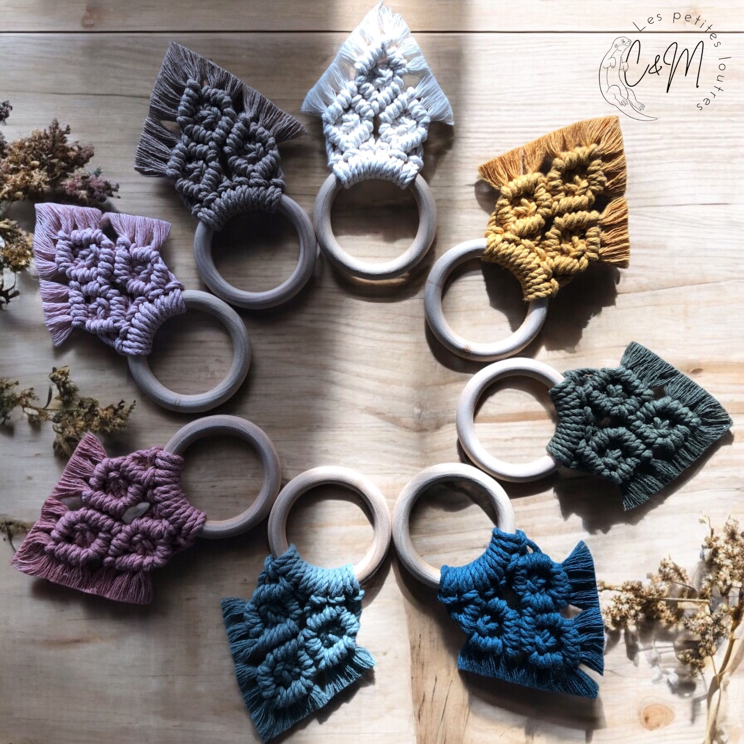 Rond de serviette en macramé style ethnique