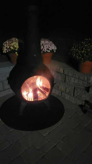 A bright fire in the chiminea