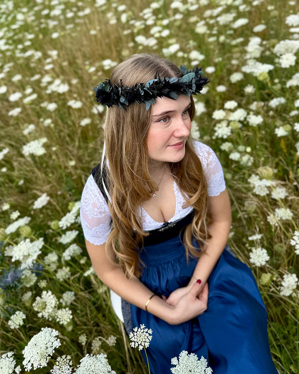 Miniaturbild: Haarkranz Trockenblumen Kranz schwarz