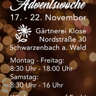 Adventswoche 2025 in Schwarzenbach am Wald | Blumerei Klose