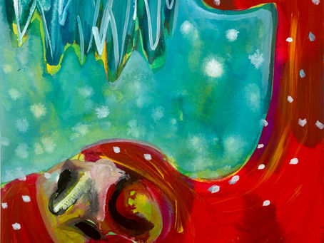 Skier crying in the snow and ice in Svalbard