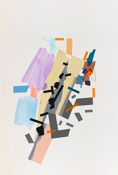 Abstract painting on paper about psychogeographical mapping by Halaburda, 2022, USA