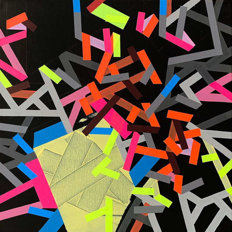 Abstract painting on canvas about psychogeographical mapping  by Halaburda, 2022, USA