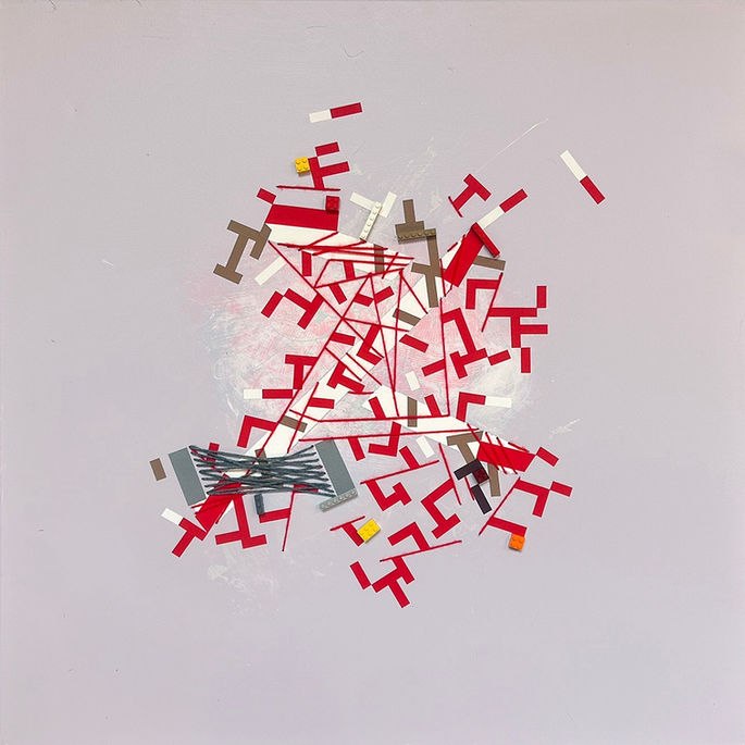 Contemporary psychogeographical painting on square canvas