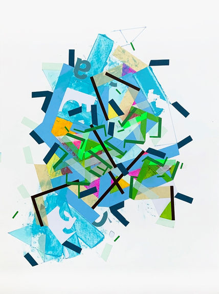 Abstract painting on paper about psychogeographical mapping by Halaburda, 2022, USA