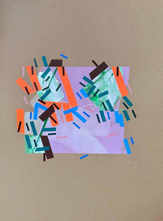 Original art on paper with acrylic painting and color tapes about psychogeographical mapping by Philippe Halaburda, 2023, USA