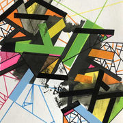 Abstract painting on paper by Philippe Halaburda. Psychogeographical mapping.