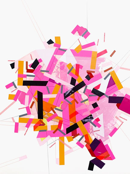 Abstract painting on paper about psychogeographical mapping by Halaburda, 2022, USA