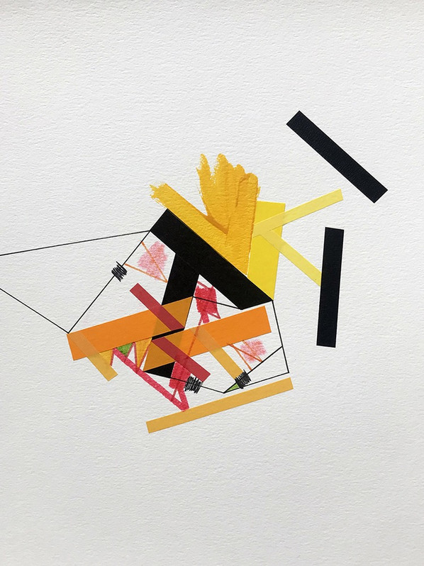 Abstract painting on paper about psychogeographical mapping by Halaburda, 2019, USA