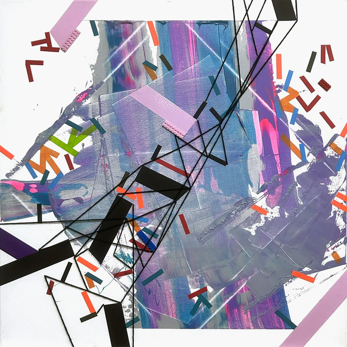 Abstract acrylic painting by Philippe Halaburda exploring psychogeographical mapping and emotional structure