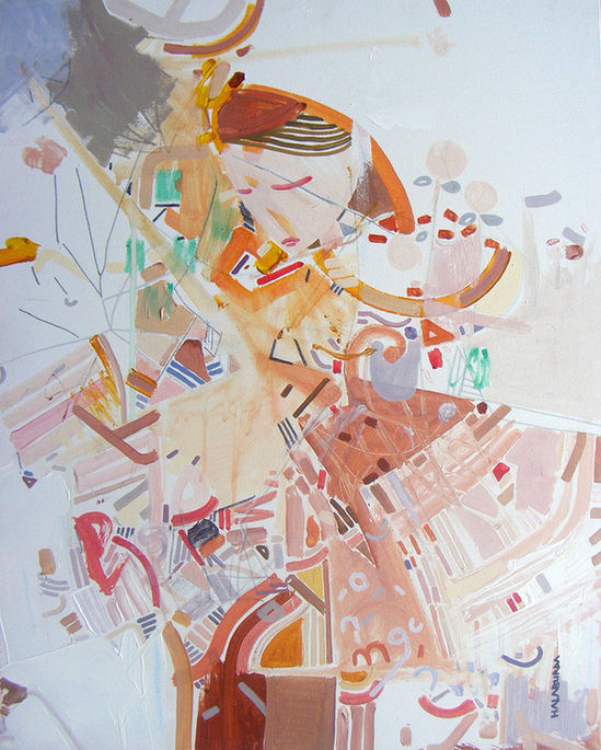 Contemporary abstract painting mapping emotion and space, 2009