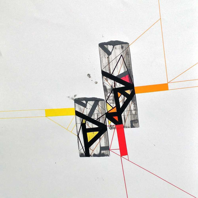 Abstract painting on paper about psychogeographical mapping  by Halaburda, 2018, USA