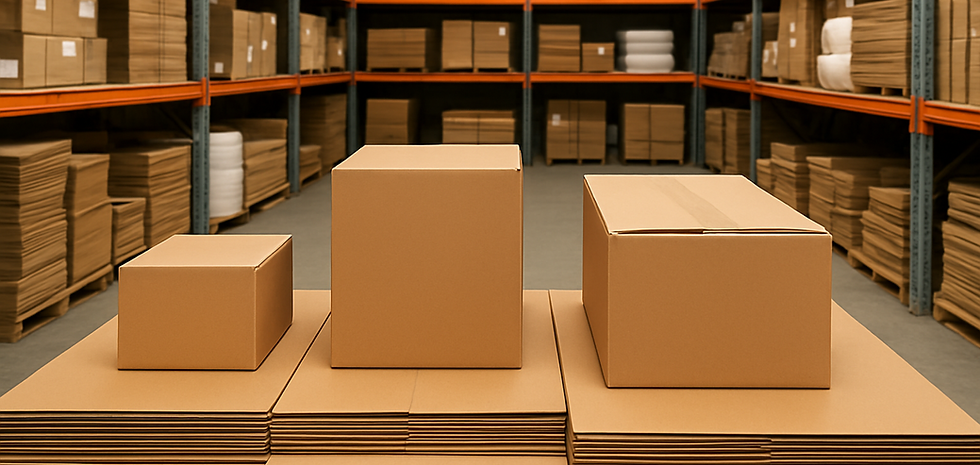Thumbnail: Box stacked on flat packed boxes view