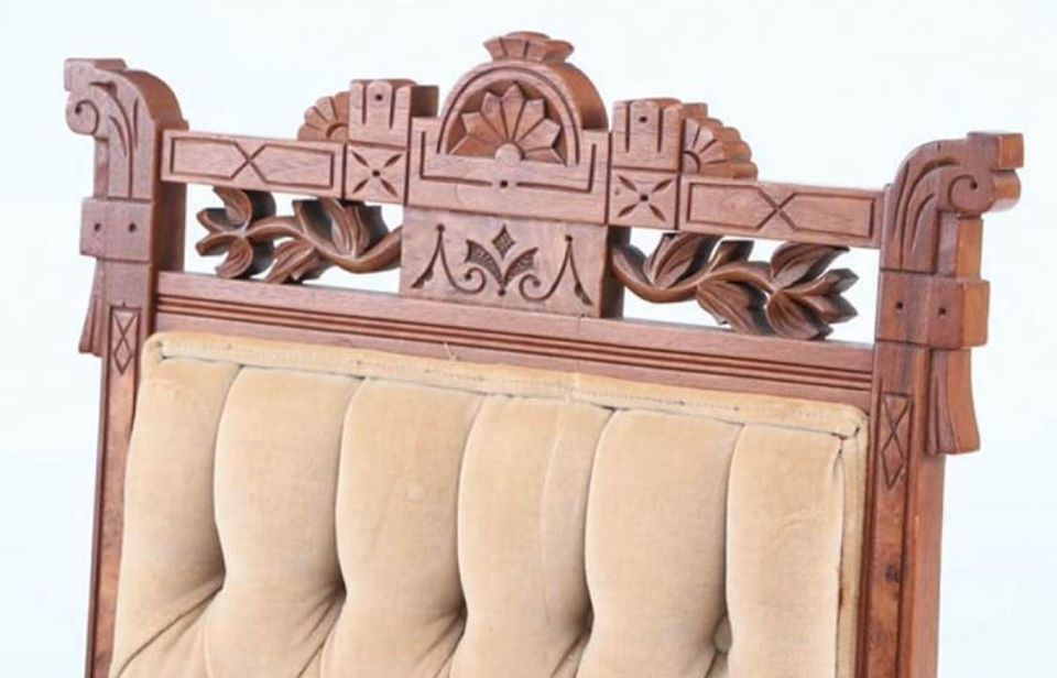 Thumbnail: Victorian Eastlake Style Side Chair In Walnut.