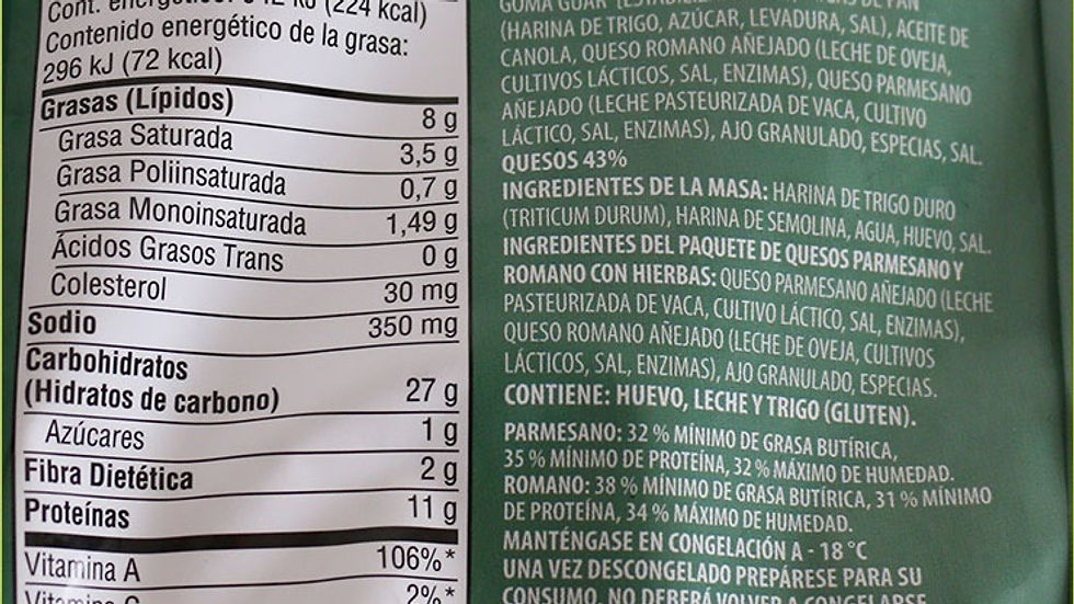 La información nutricional es la presentación honesta de nuestro producto