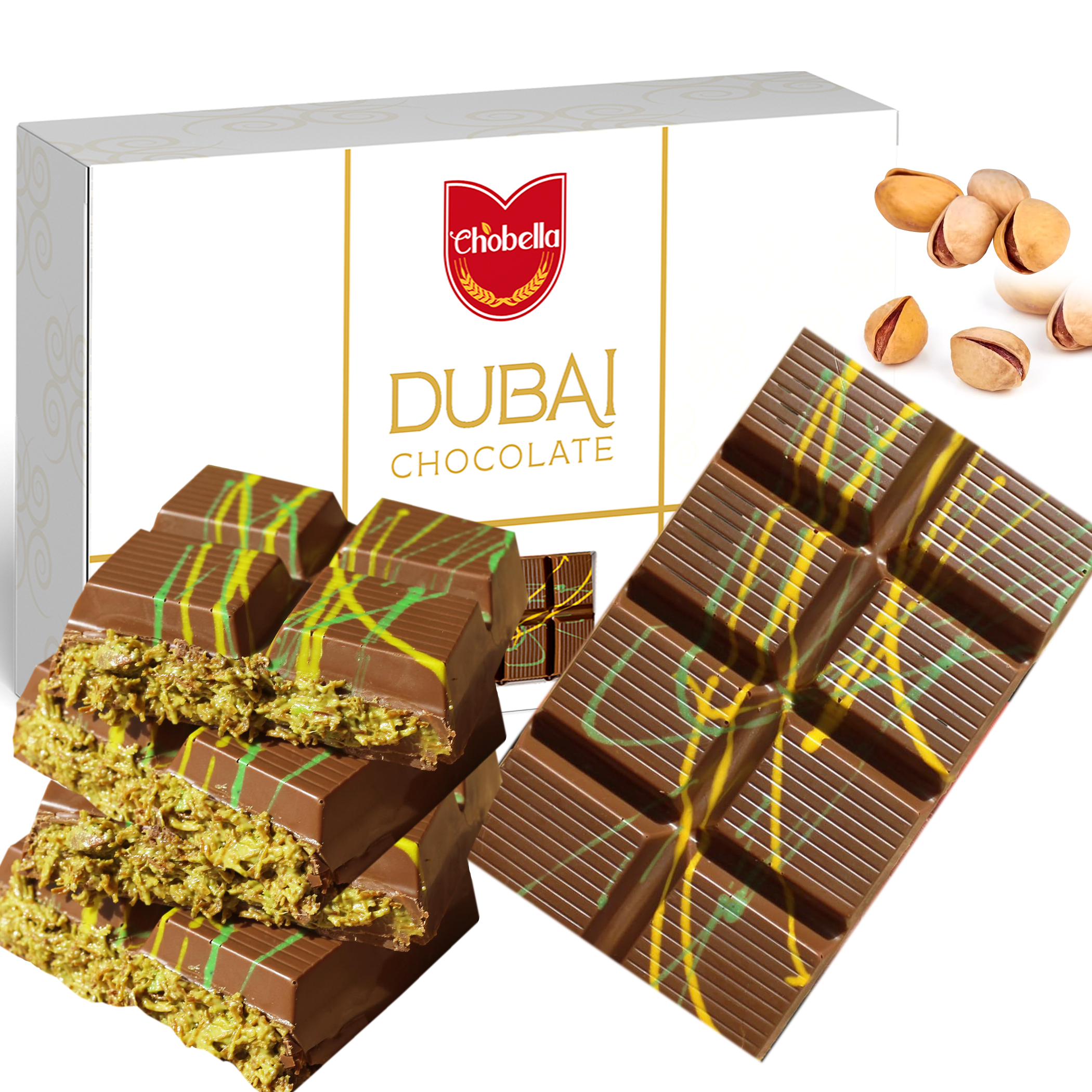 Chobella  Viral Dubai Chocolate Bar Pistachio 7oz (200 gr)